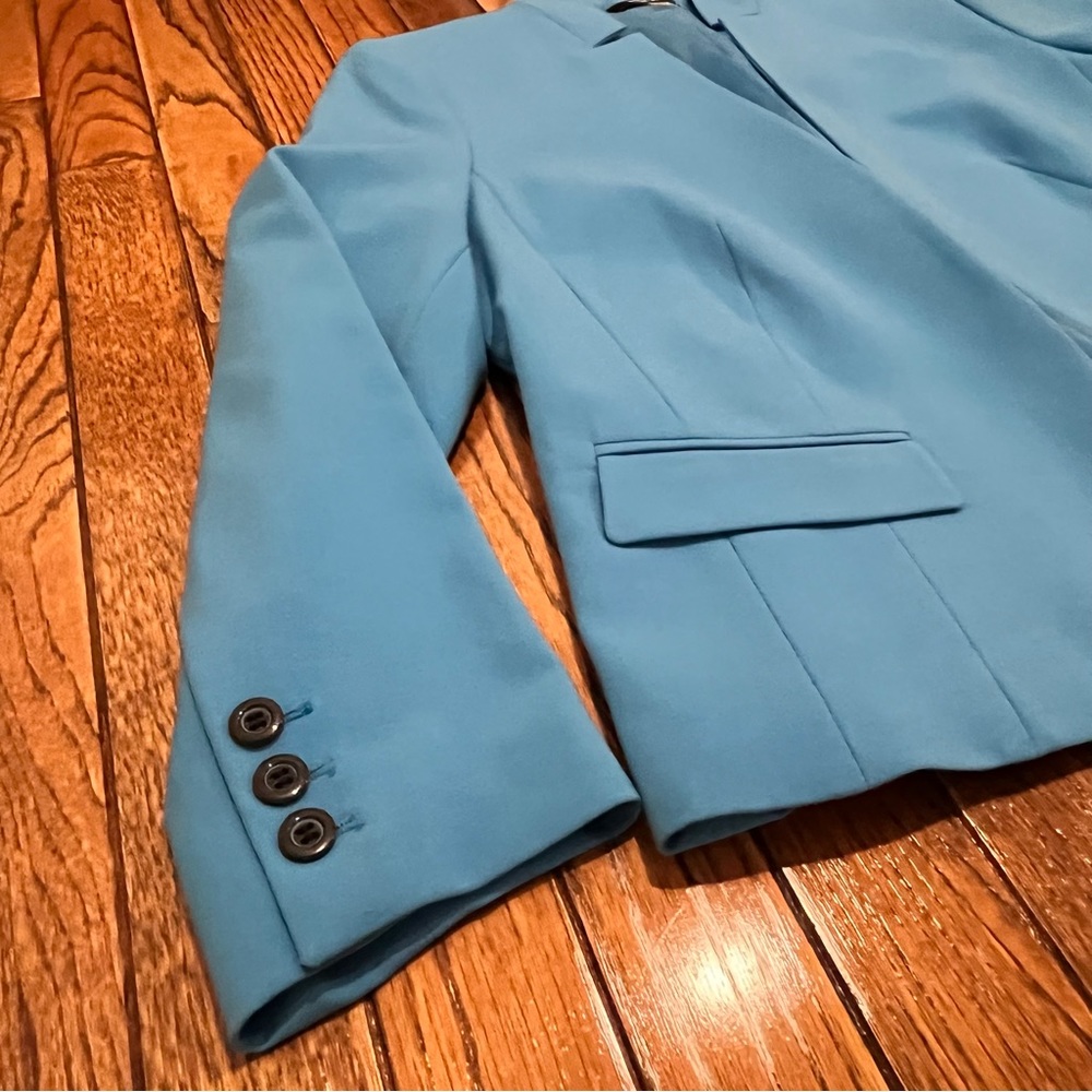 Nine West Funky Fitted Colorful Structured Blue Blazer - Picture 3 of 8